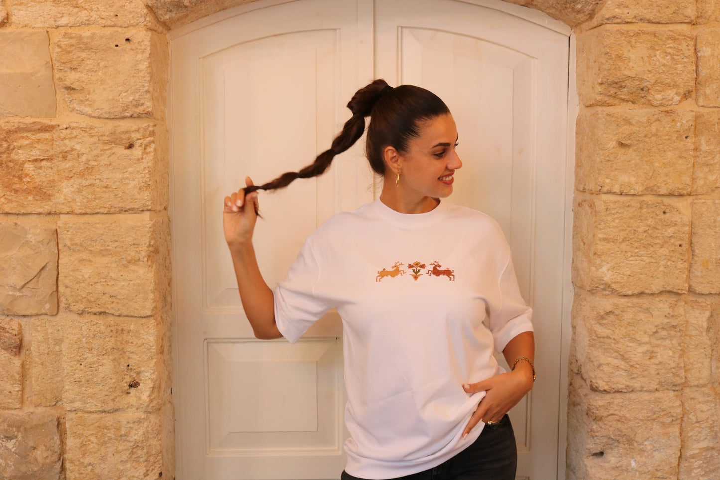 Deer motif T-shirt