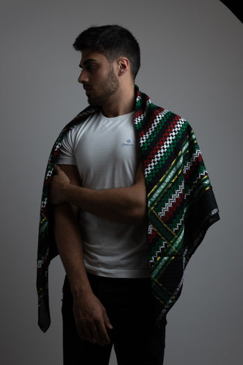 Palestinian flag-themed keffiyeh