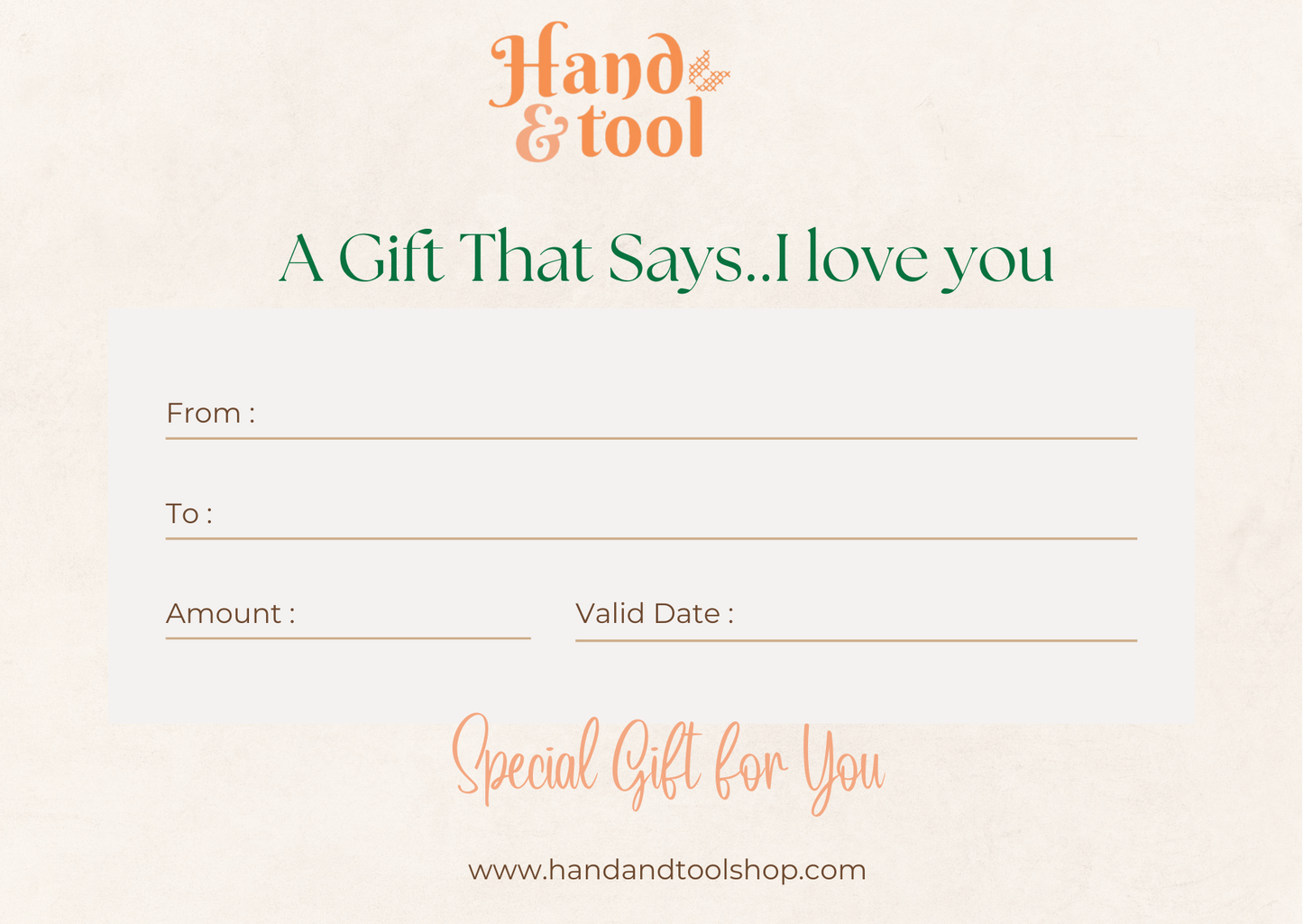 Hand and tool Gift Card